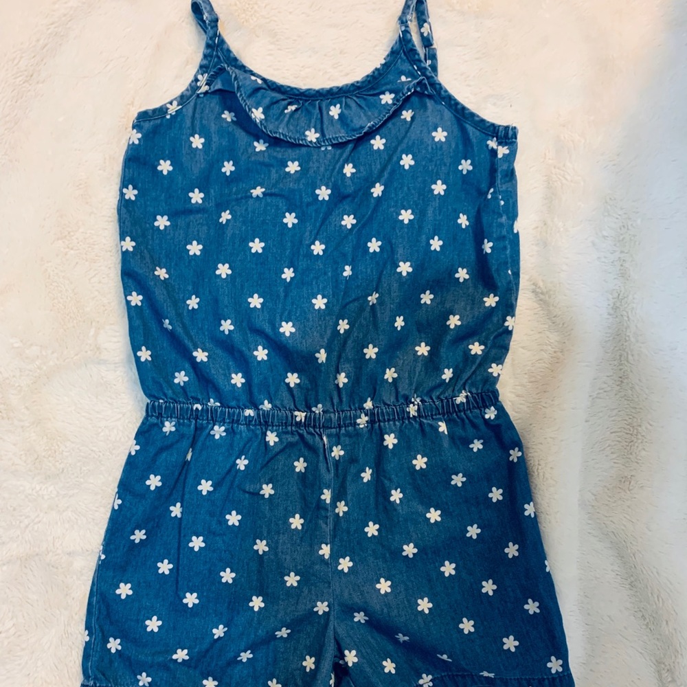 The Children’s Place Daisy Chambray Romper Sz 7/8